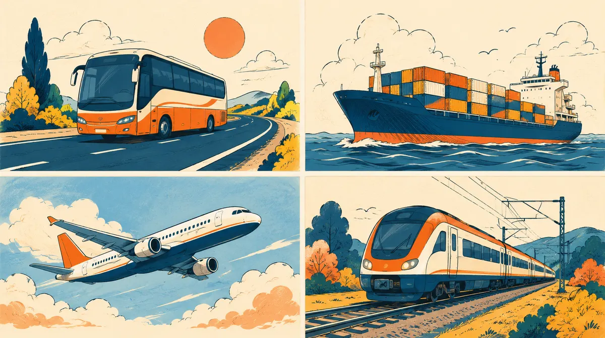 Empat moda transportasi yang diurus Kemenhub yaitu darat, laut, udara, dan perkeretaapian